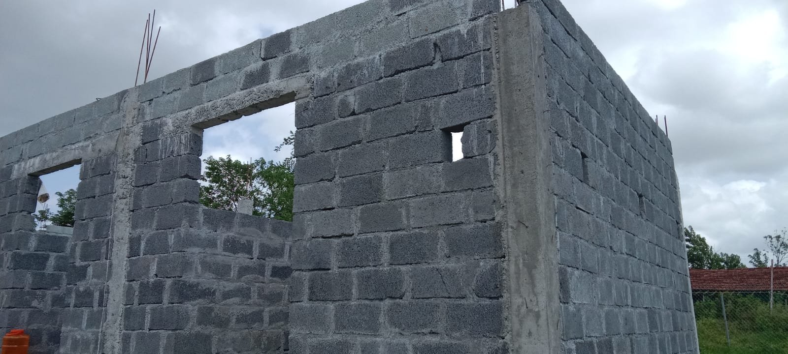 Window openings framed into the walls